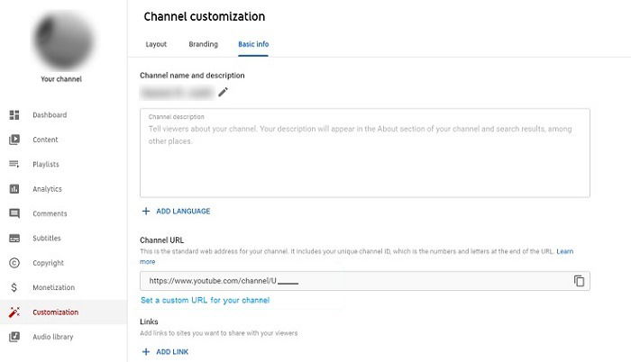 Custom Channel Url Youtube