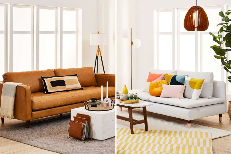 Split screen image showing the differences between modern and contemporary decor