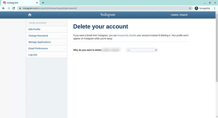 Delete Personal Data From Insagram