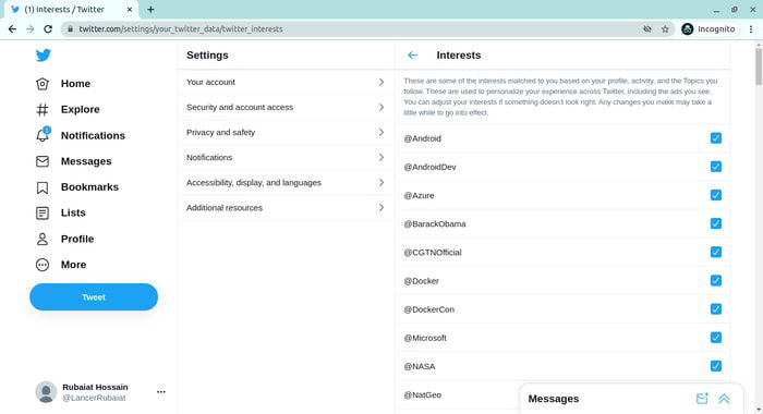 Delete Personal Data From Twitter Interests