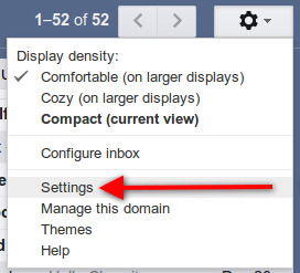 Click on the gear icon and then Settings in your Gmail account. Click on the gear icon and then Settings in your Gmail account.