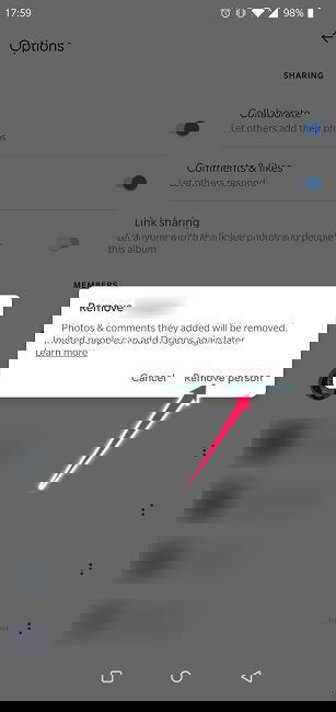 Disable Link Sharing Google Photos Android Confirm Removal