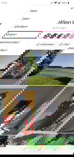 Disable Link Sharing Google Photos Android Options