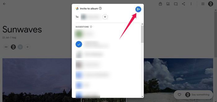Disable Link Sharing Google Photos Press Send Button To Share
