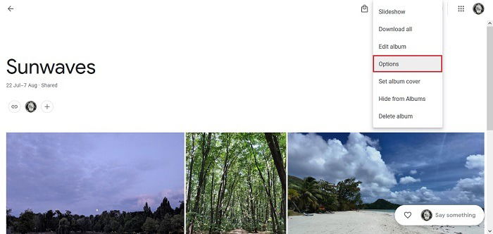 Disable Link Sharing Google Photos Web Options