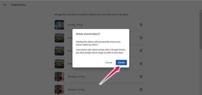 Disable Link Sharing Google Photos Web Remove Single Image Link