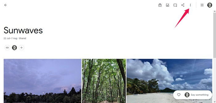 Disable Link Sharing Google Photos Web Three Dot Menu