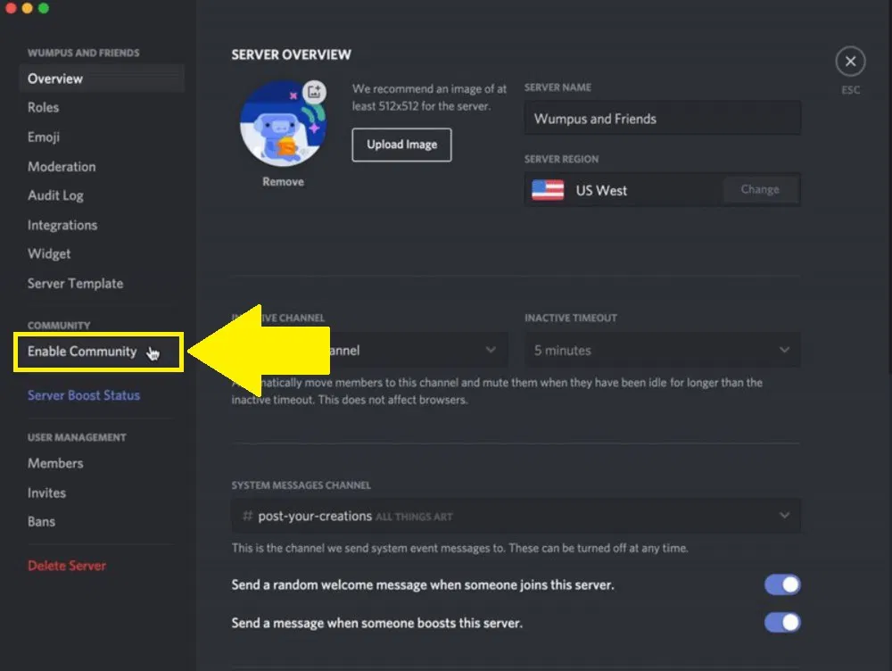 Discord Enable Community