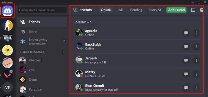 Discord Friend List