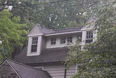 Image of a dormer shed with gables. This dormer option can add character to your home
