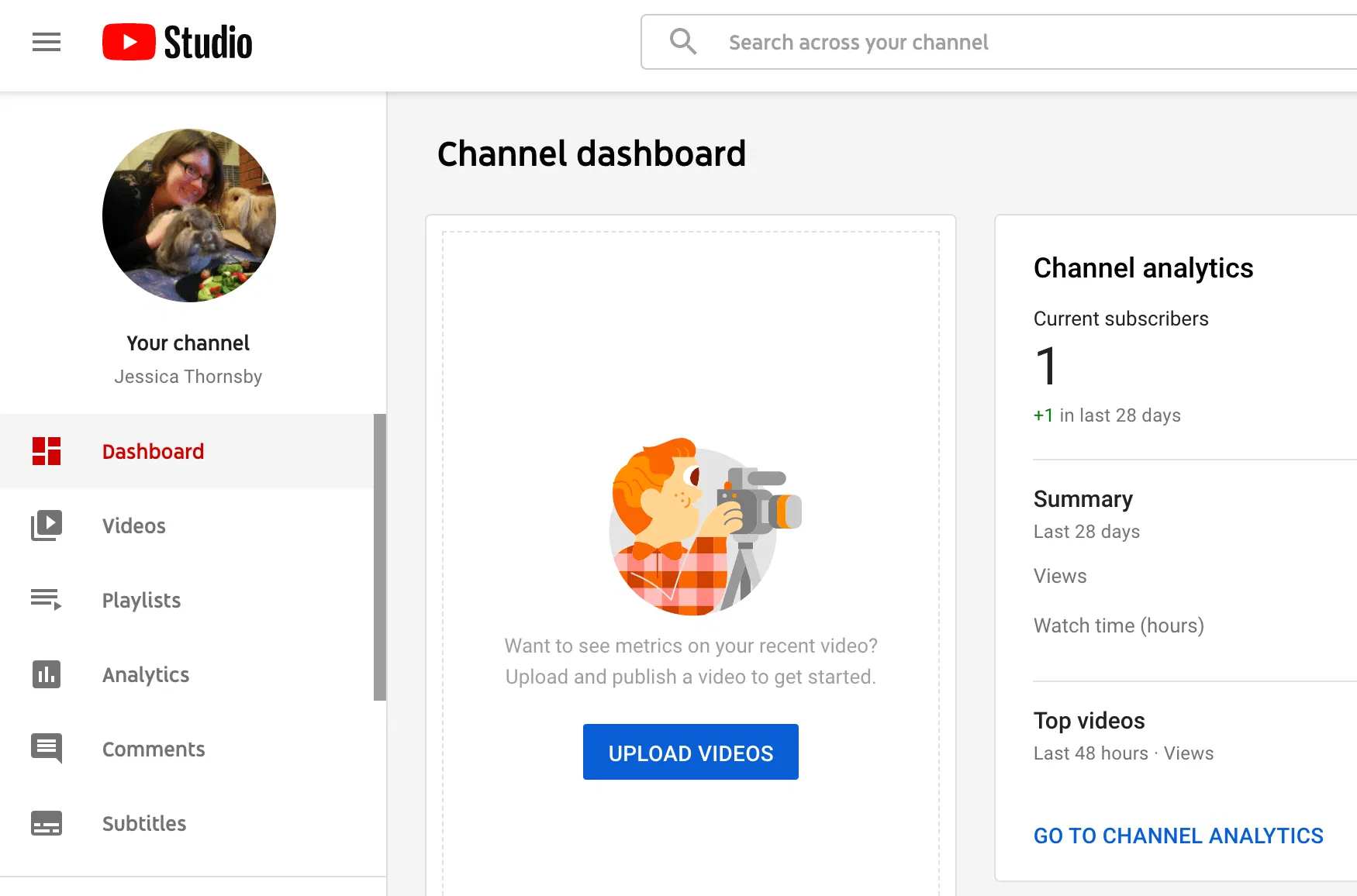The YouTube Studio dashboard. The YouTube Studio dashboard.