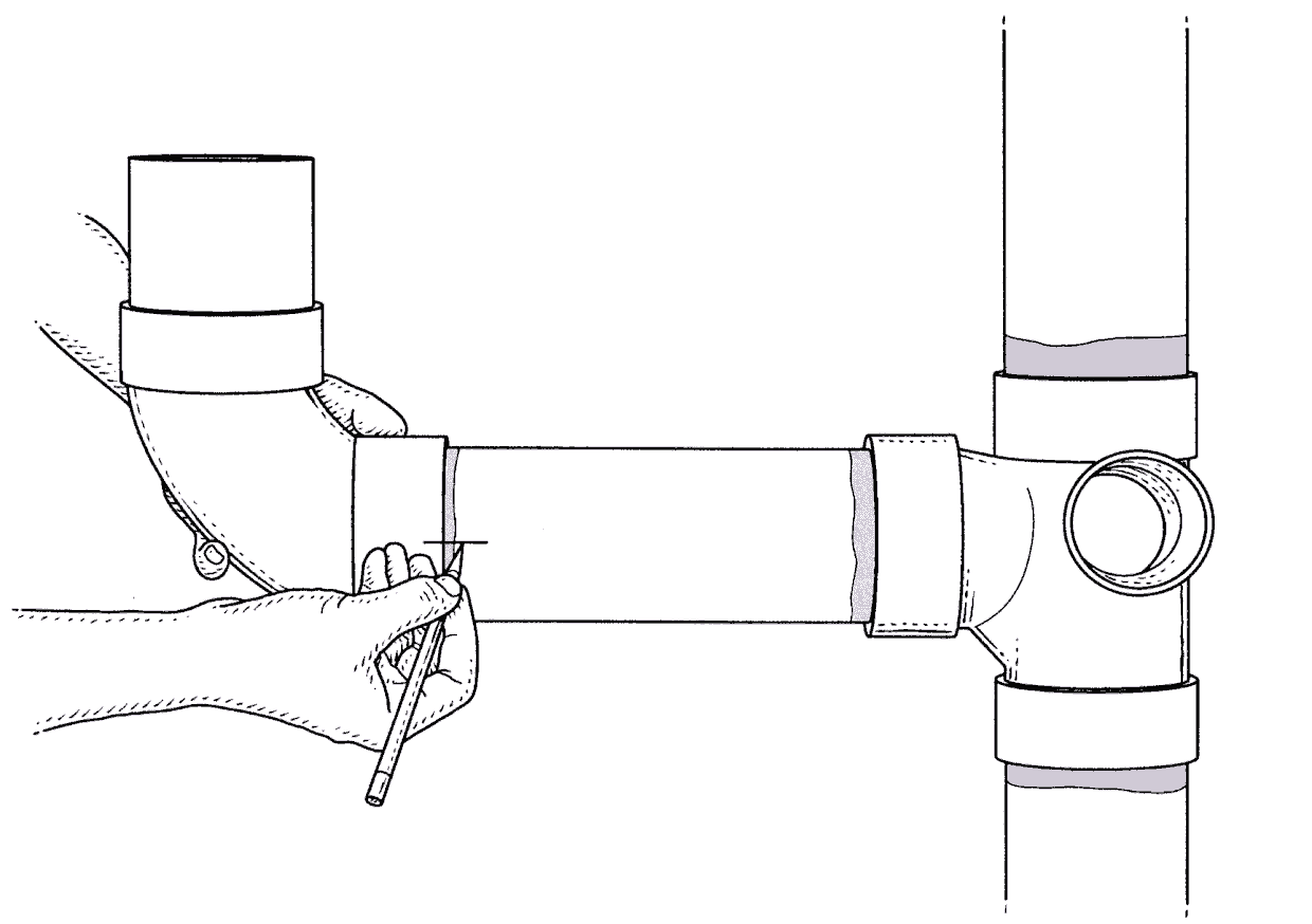 Dry fitting the PVC pipe