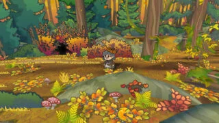 A character from the game walking around in a forest A character from the game walking around in a forest