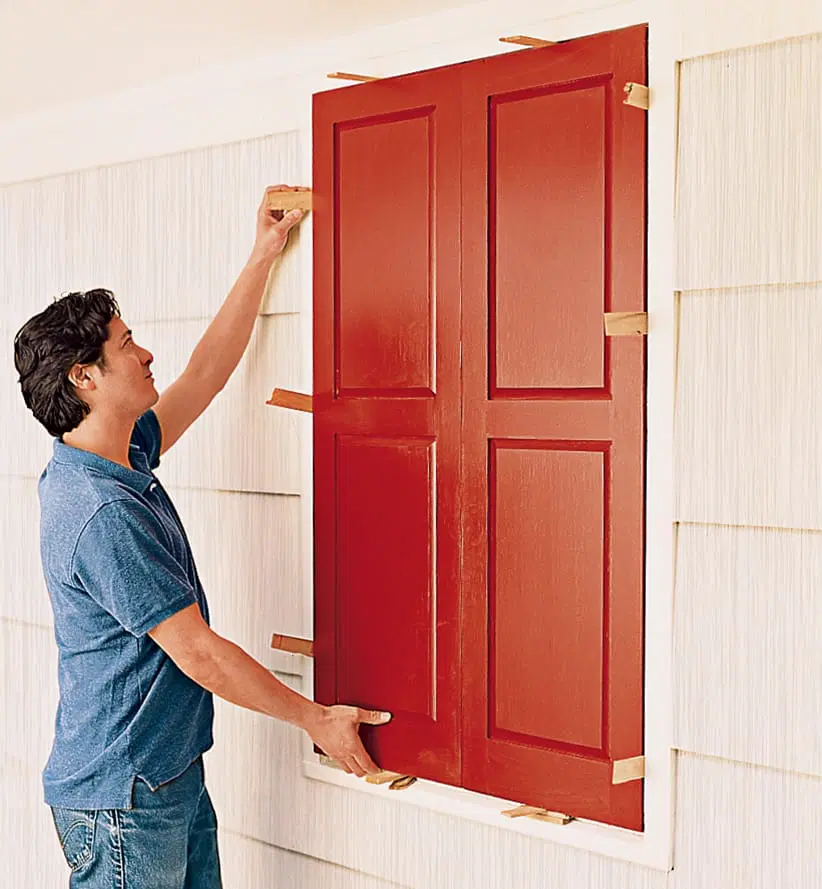 shimming the shutters into place
