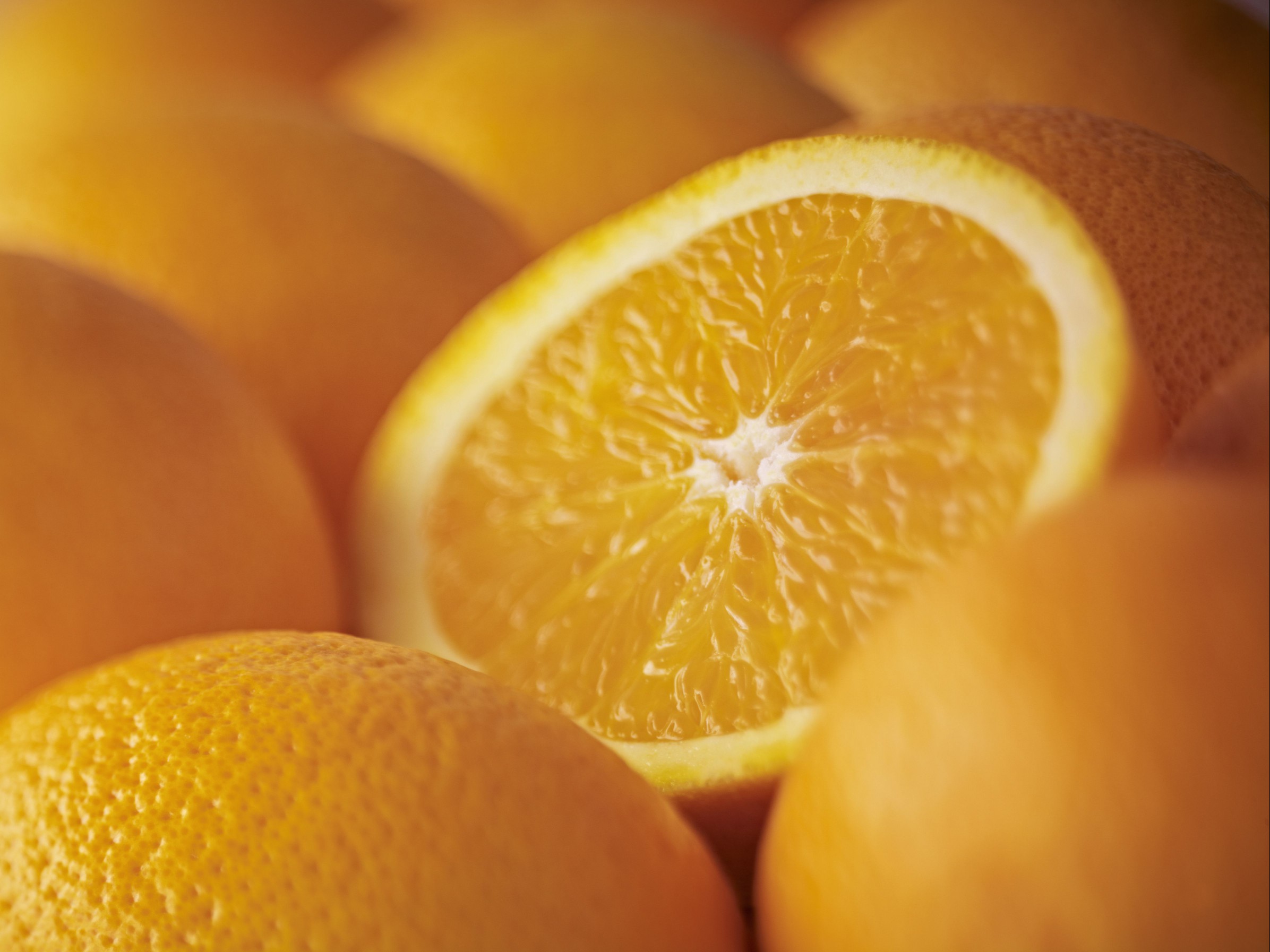 Extreme close up of sliced Salustiana orange