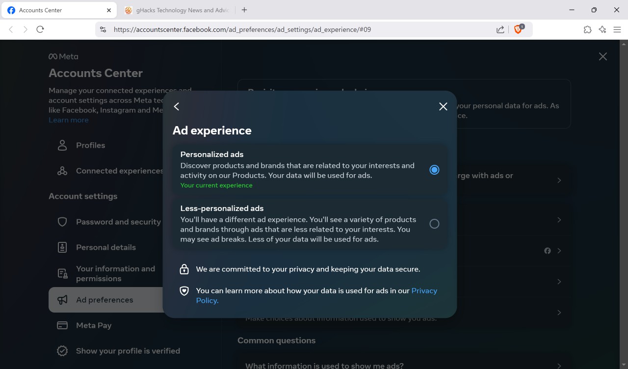 Facebook Ad Experience