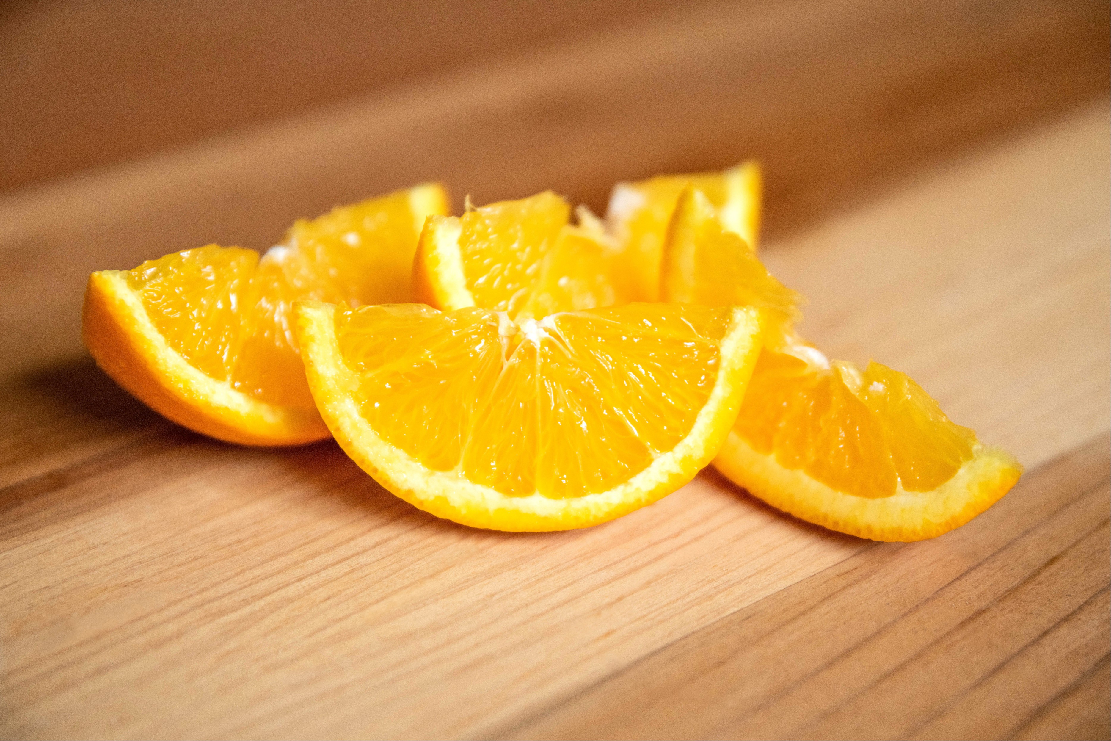 Orange slices closeup