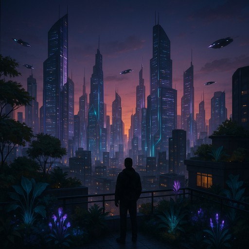 digital painting of a skyline generated by ChatGPT.