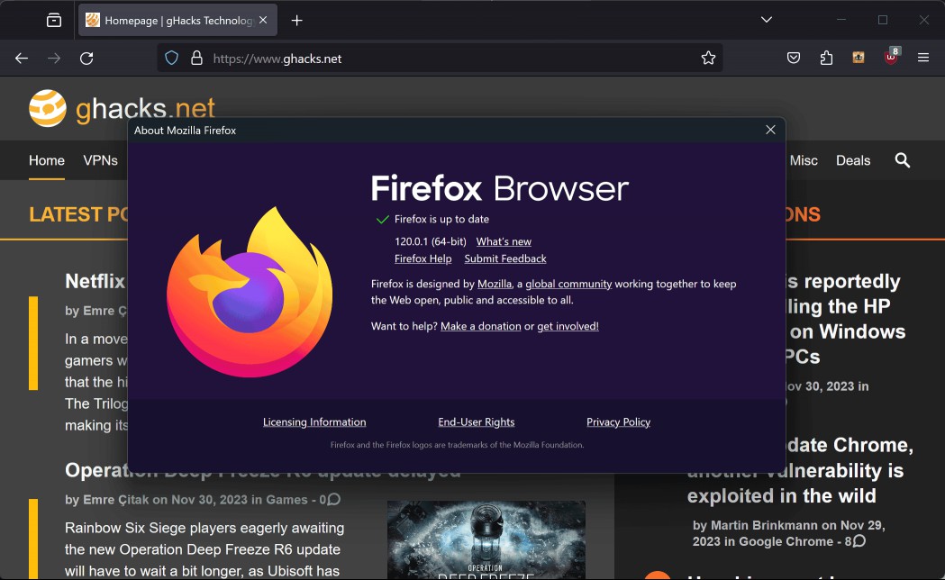 firefox 120.0.1