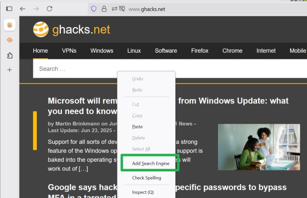 Firefox add search engine
