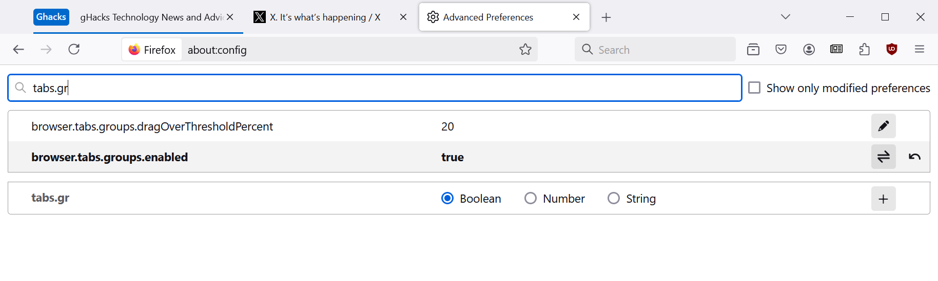Enable Tab Groups Firefox