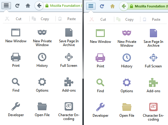 Colorize Firefox Buttons: Colorize toolbar buttons.