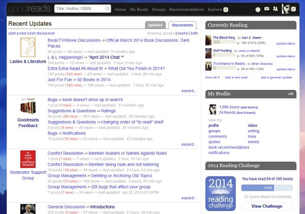 Goodreads Personalized: Change up your theme.