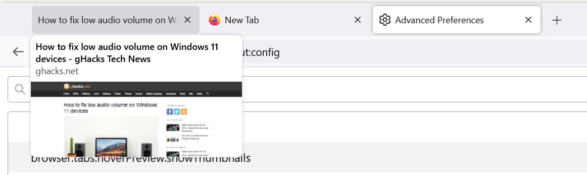 Tab Previews Firefox