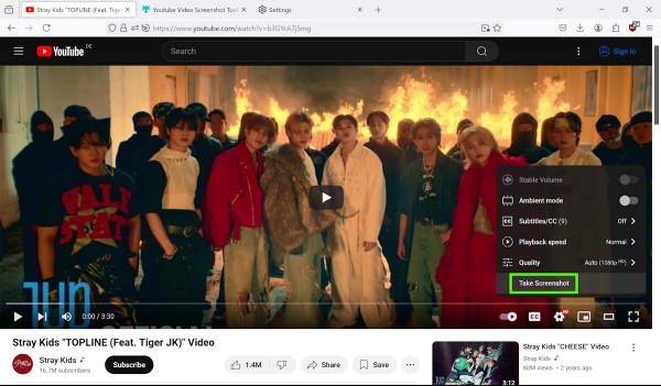 How to capture a screenshot from a YouTube Video