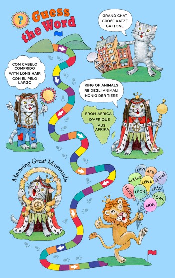 guess the word infographic with cats offering clues that the word is 'lion' how to memorize vocabulary