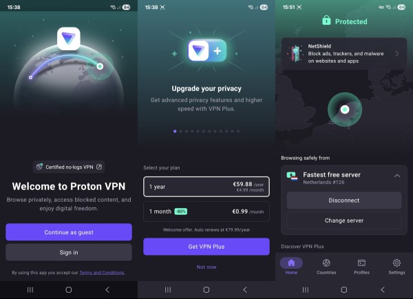 Free Proton VPN client for Android