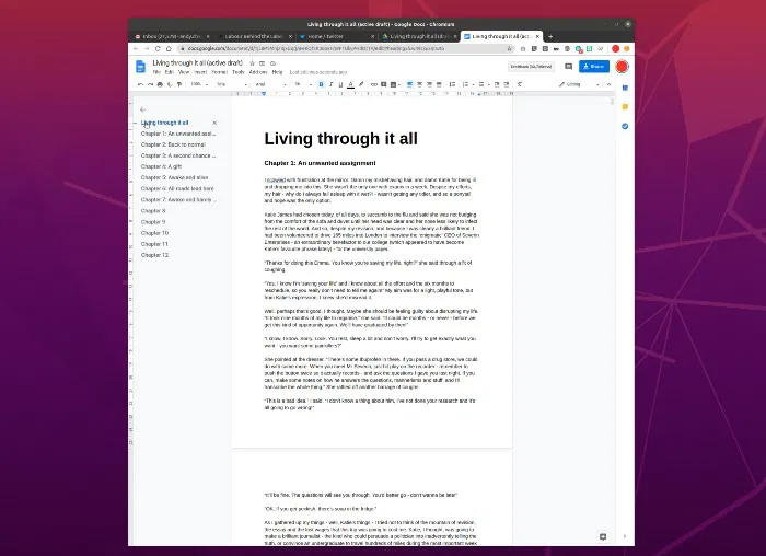 Image showing a document with outline pane visible.