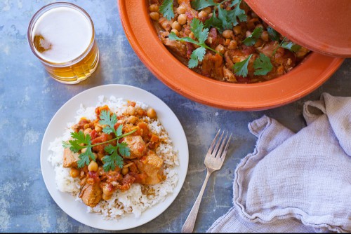 Easy Crock Pot Moroccan Chicken, Chickpea and Apricot Tagine