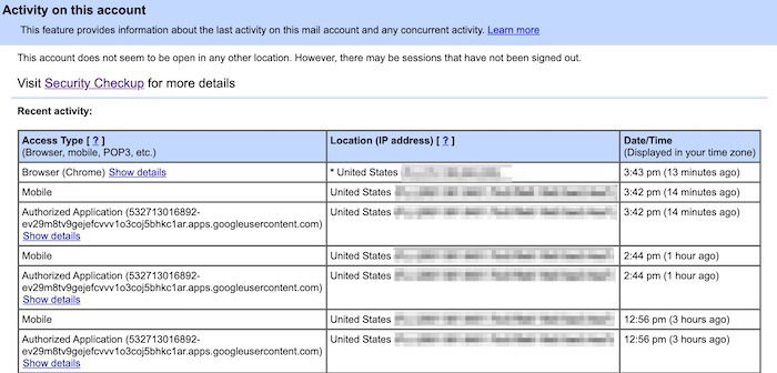 Gmail Account Security Tips History