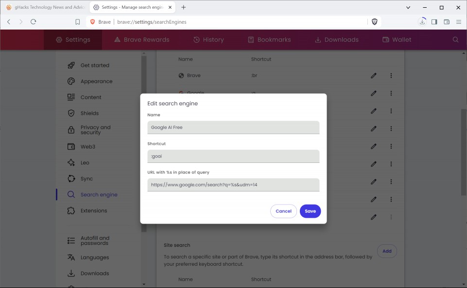 Google AI Free Search engine