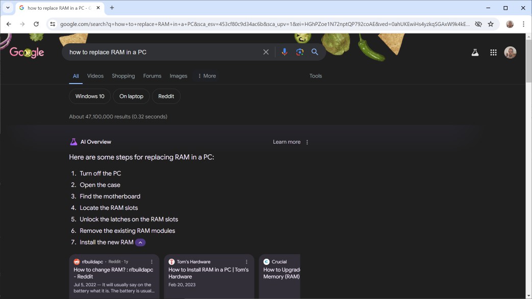 Google AI results