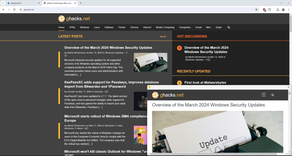 Google Chrome Link Previews