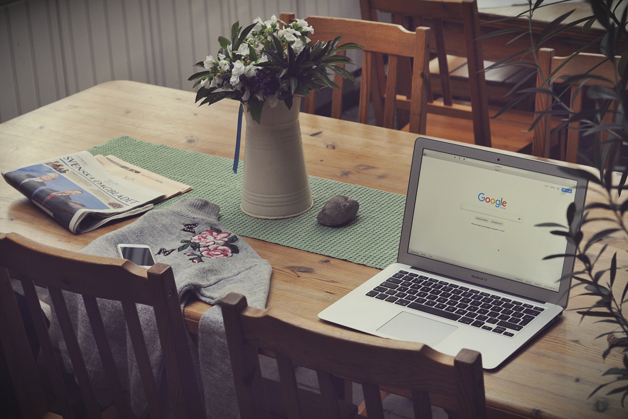 Stock photo of a laptop with the Google search page on it