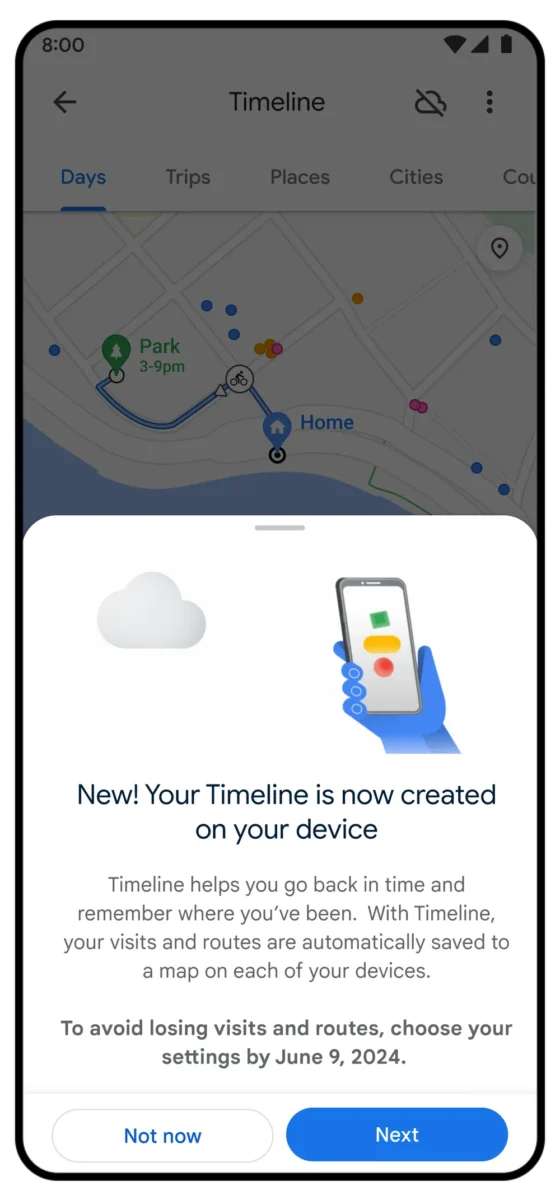 Google Timeline local Location Data