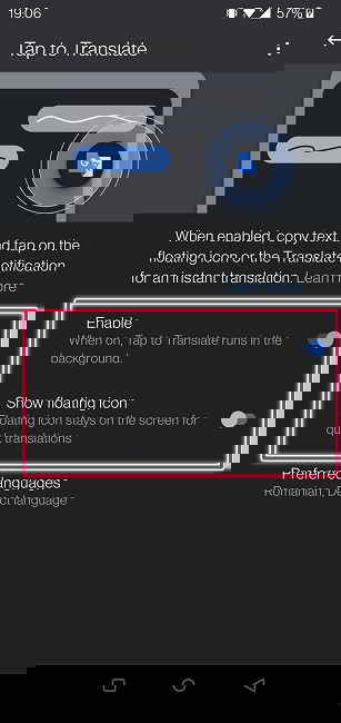 Google Translate Guide Mobile Enable Option