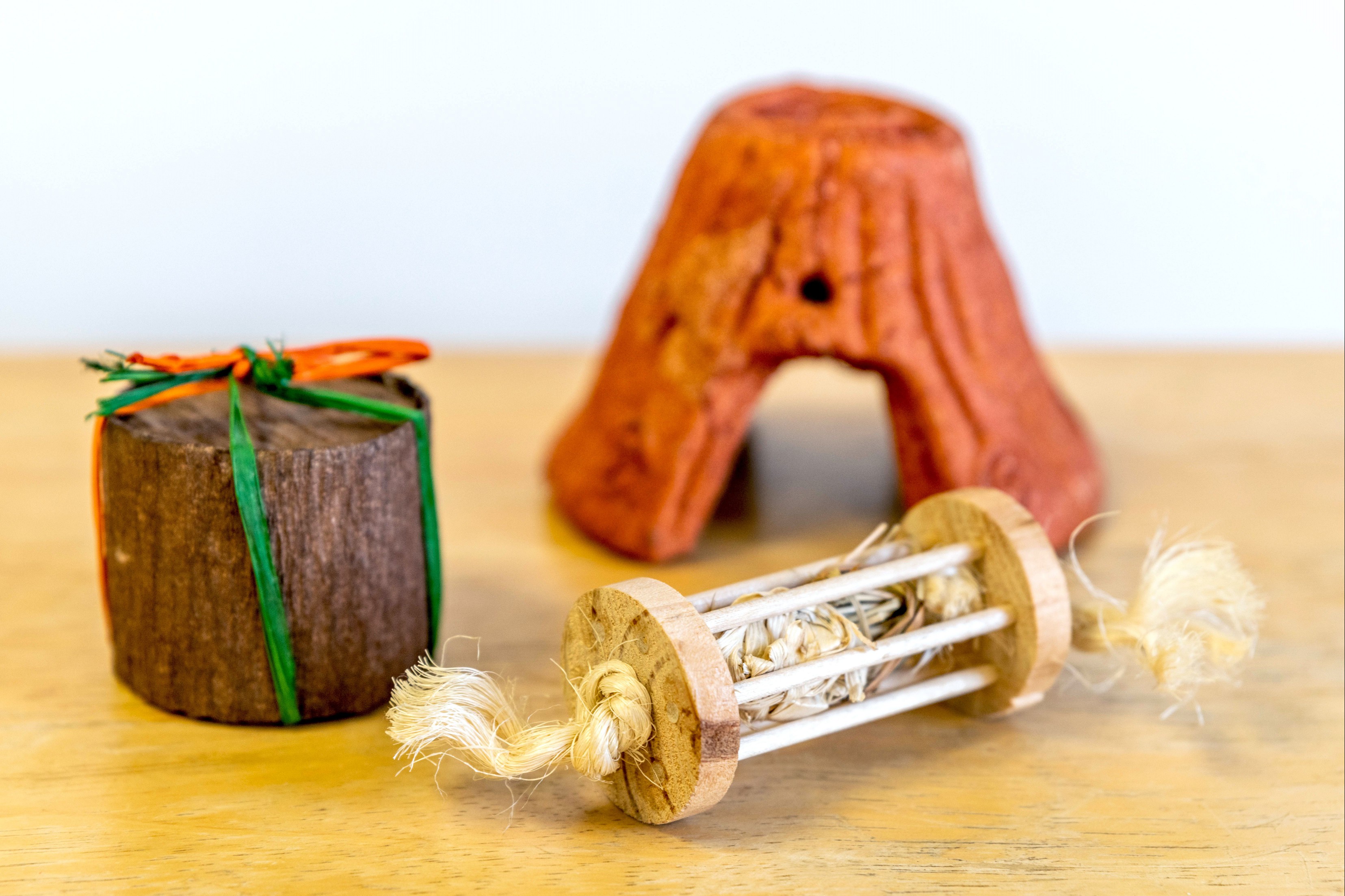 Three different varieties of hamster toys