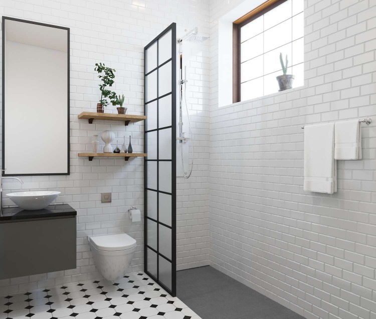 Small bathroom remodel with a sleek shower