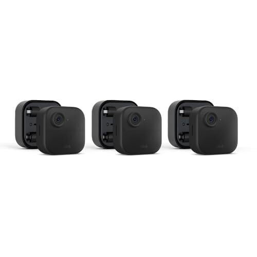Blink Outdoor 4 (4th Gen) + Battery Extension Pack — Four-year battery wire-free smart security camera, two-way audio, HD live view, enhanced motion detection — 3 camera system