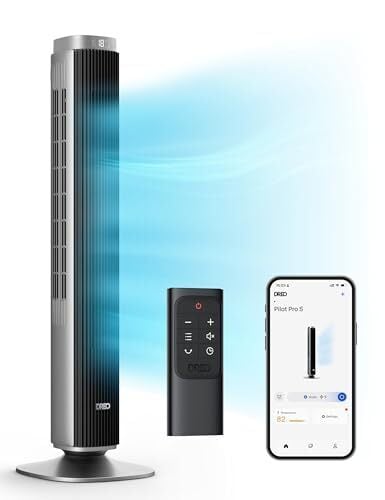 Dreo Tower Fan for Bedroom, 25 DB Quiet DC Smart Bladeless Fan, Works with Alexa, Google, App, Remote, 26ft/s, 90° Oscillating, 12H Timer, 42 Inch Floor Cooling Fans for Home Living Room,Pilot Pro S