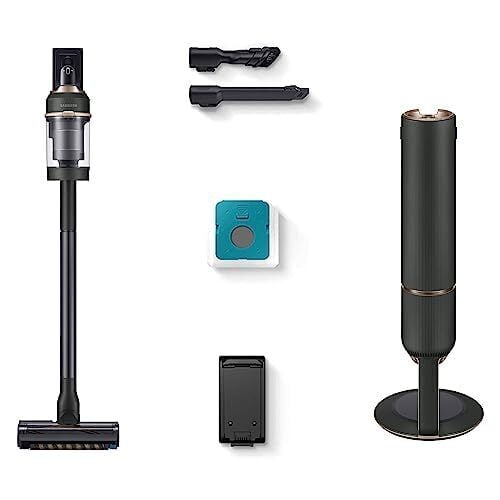 Samsung BESPOKE Jet Cordless Stick Vacuum Cleaner w/Clean Station, Multi Surface Brushroll, Powerful Floor Cleaning for Carpet, Hardwood, Tile, Lightweight, VS20A9500AW/AA, 2023,Woody Green