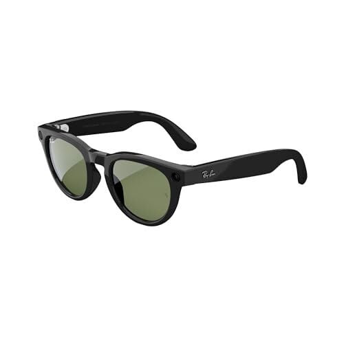 Meta Ray-Ban Smart Glasses, Headliner, Shiny Black / G15 Green, Regular