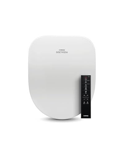Coway Electronic Bidet Round Toilet Seat with Instantaneous Water Heating, Heated Seat and Dryer, Auto Open and Close Lid, Night Light, Deodorizer, Stainless Nozzle, Remote Control 500S