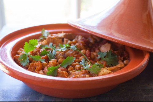 Easy Crock Pot Moroccan Chicken, Chickpea and Apricot Tagine