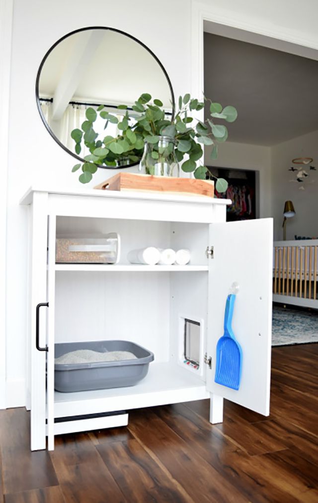 hidden litter box cabinet