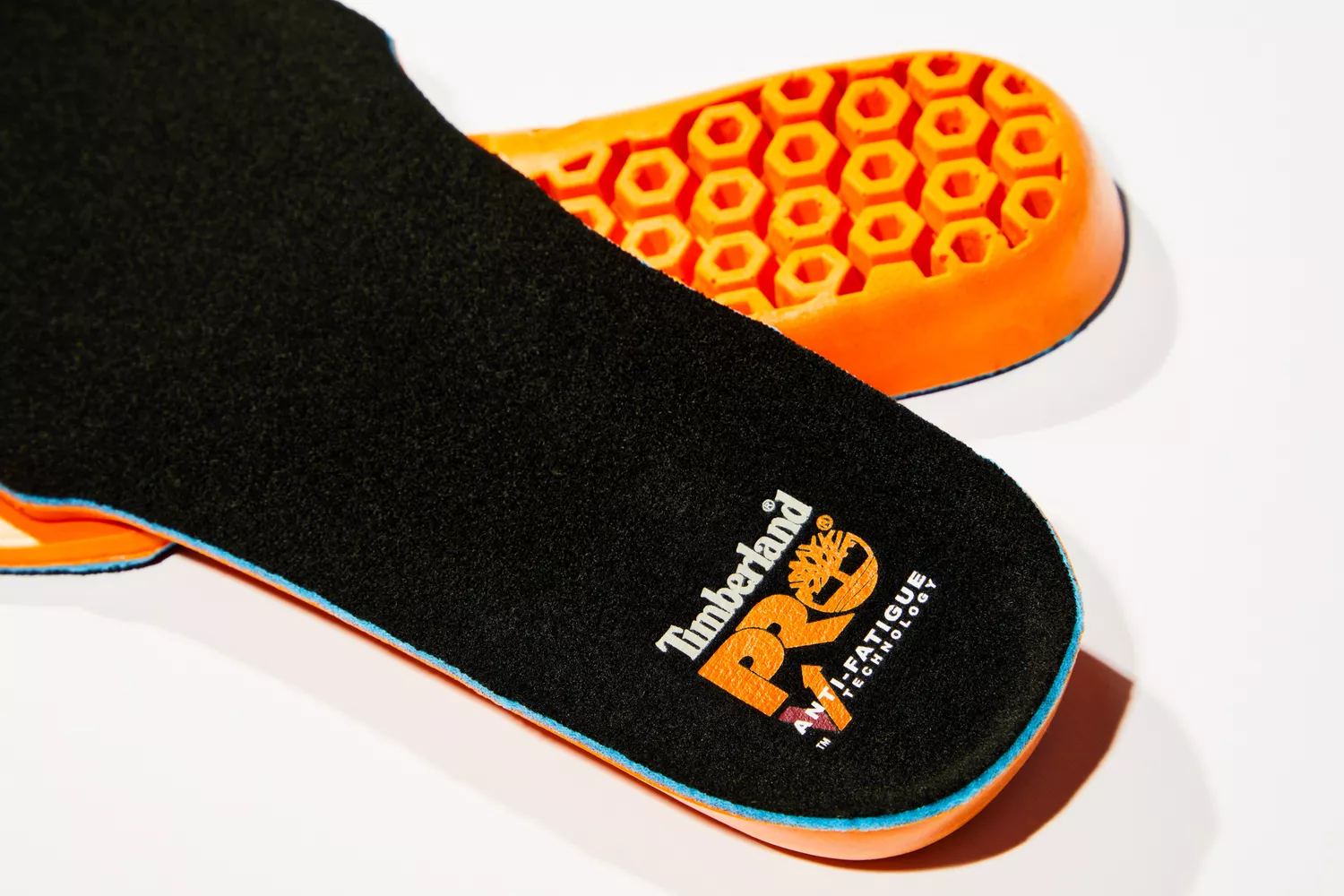 Timberland Pro Anti-Fatigue Technology Insoles displayed on a white surface